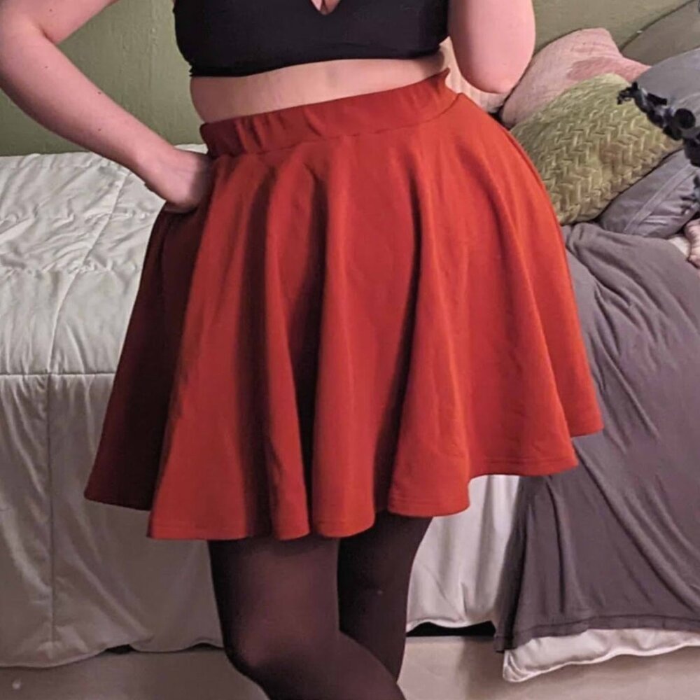 UrbanCoco Burnt Orange Skater Skirt, 1XL